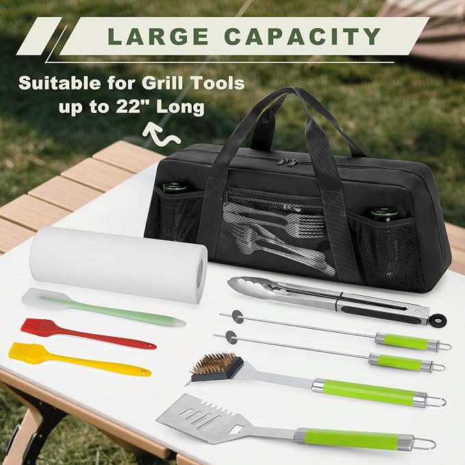 Barbecue Tool Sets Storage Bag in Black with Pockets and Handles