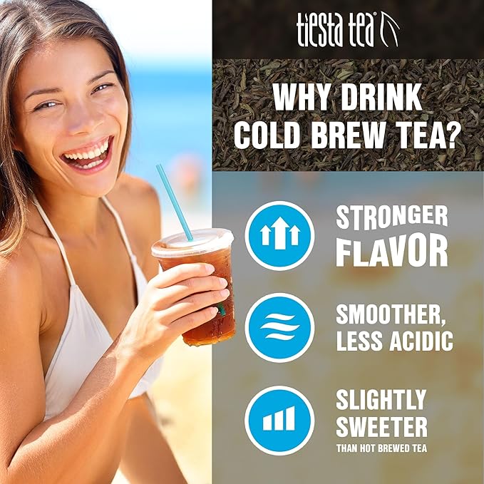 Tiesta Tea - Lavender Chamomile Cold Brew, Loose Leaf, Soft Chamomile Herbal Tea, Non-Caffeinated Iced Blend, Cold Brew Packets, Makes 64oz of Pitcher Per Bag (Pack of 10)