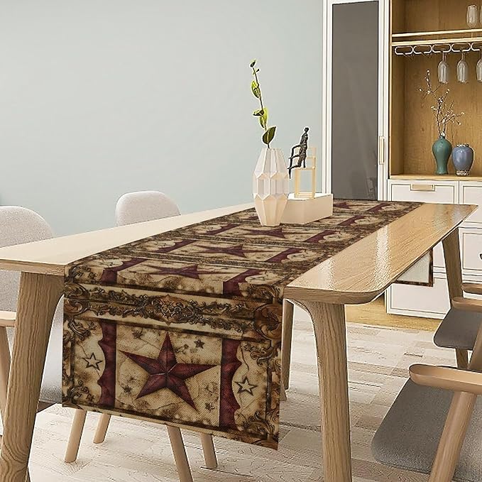 Brown Geometric Table Runner for Dining Tables, 13 x 60 Inch