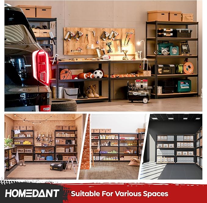 HOMEDANT 5 Tier Laminated Boltless Heavy Duty Garage Storage Adjustable Wide Size Metal Shelving Unit Utility Rack Shelves Organization Multipurpose Shelf Shed Warehouse 47.7"W x 18.2"D x 71.3"H 1Pack