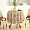 Round Tablecloth, 55 Inch Floral Linen-Blend, Wrinkle-Resistant
