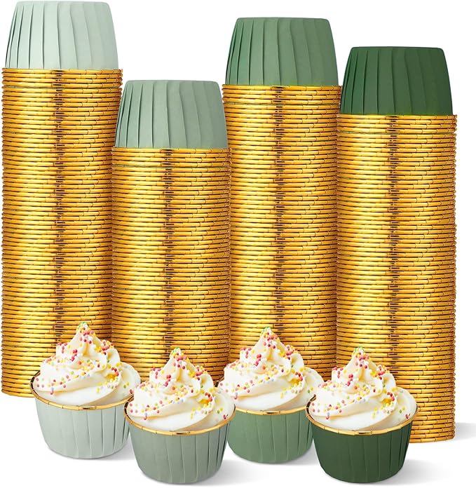 Baking Cups 100 Count Gradient Sage Green Foil Liners, 4 Colors