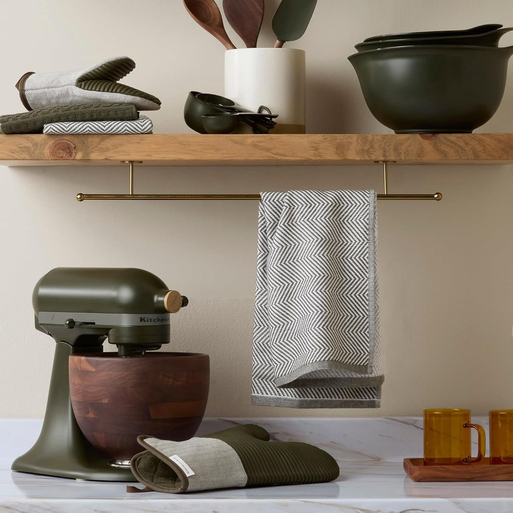 Evergreen Design Series Heavyweight Textured Oversized Kitchen Towels 3-Pack – set view