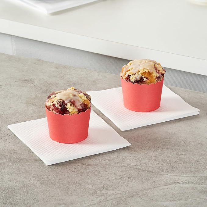 Baking Cups 200 Count Red Scalloped Paper, Oven-Ready and Greaseproof