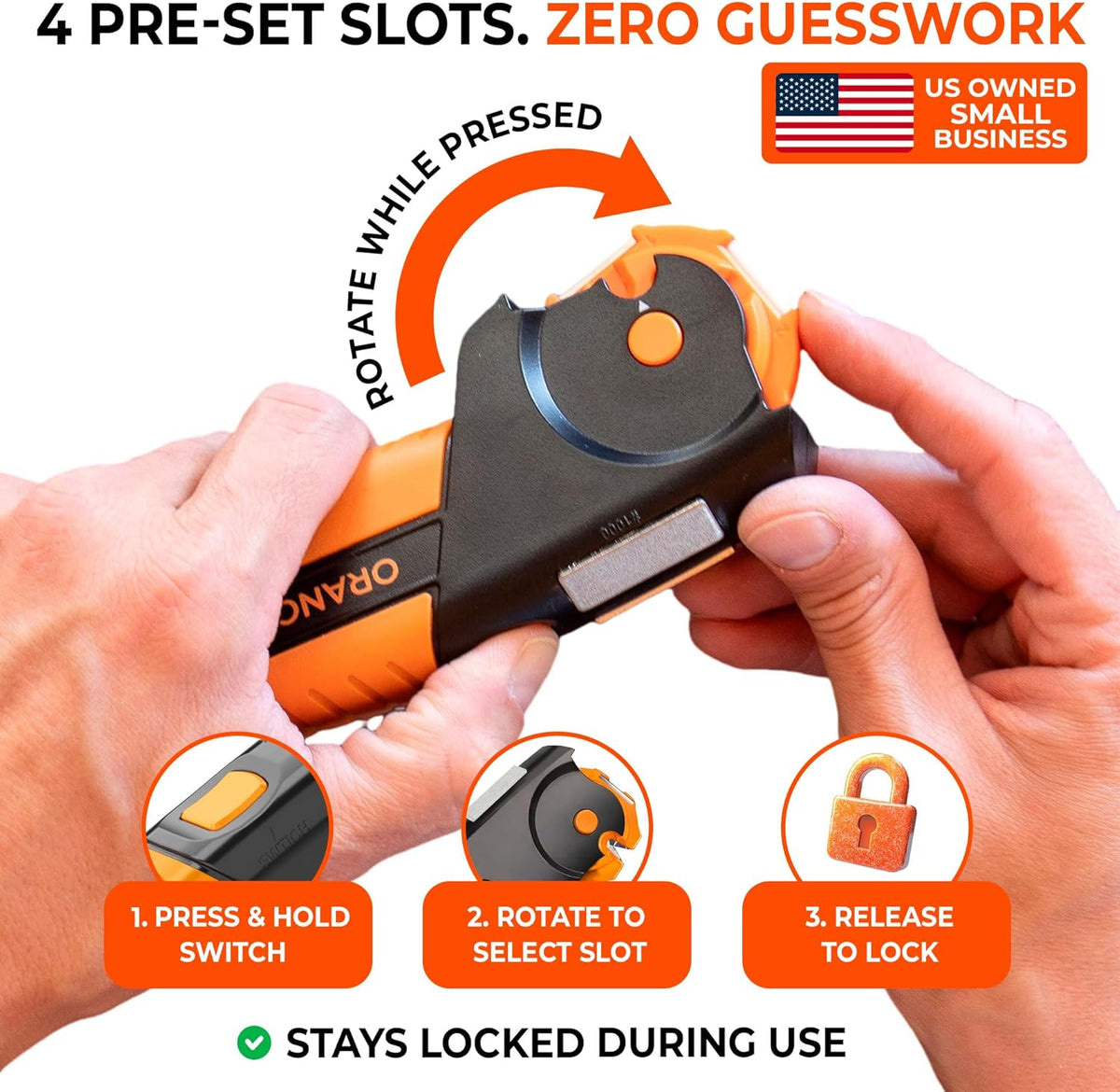 Knife Sharpener, 7-in-1 Garden and Pocket Tool, Black/Orange