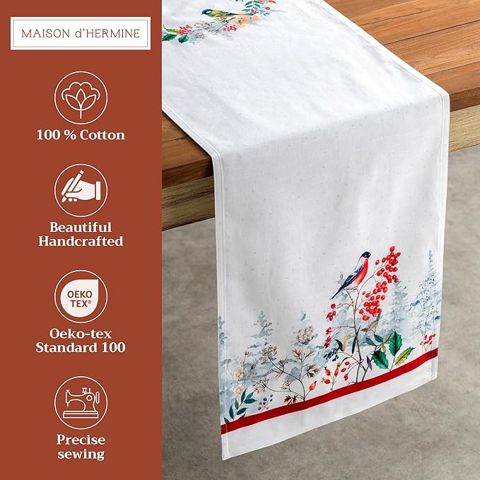 Table Runner 100% Cotton, Double Layer, 14.5 x 108 Inch, Morzine Print