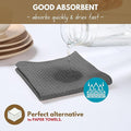 Dish Towels 4-Pack Gray Waffle Weave 100% Cotton, 16x26 Inch