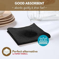 Dish Towels 4-Pack, 100% Cotton Waffle Weave, 16x26 Inches, Black