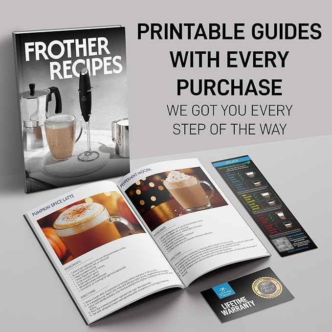 Zulay Kitchen Milk Frother Handheld Battery Operated – Electric Drink Mixer for Coffee, Lattes, Cappuccinos, Matcha & Hot Chocolate – Portable Foam Maker & Coffee Bar Accessory