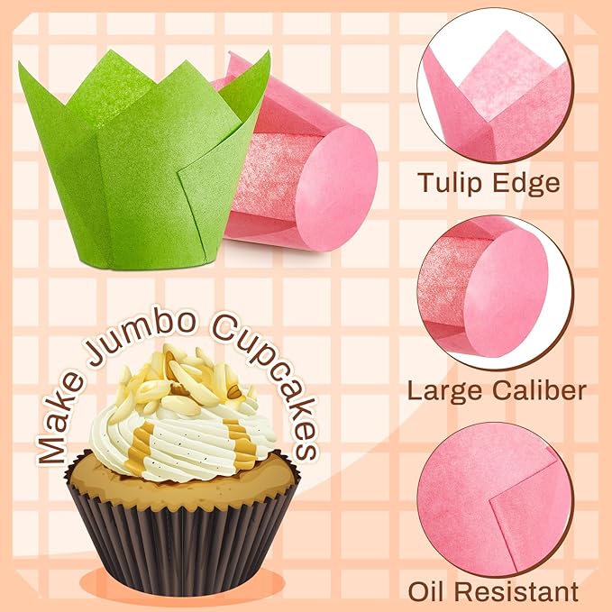 Baking Cups 300 Count Tulip Liners 2-1/4 x 4 Inch Assorted Colors