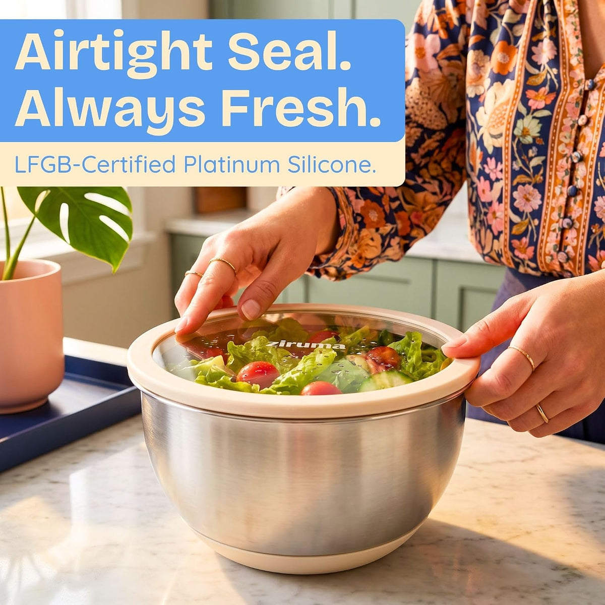 Non-Toxic Stainless Steel Mixing Bowls, Glass Lids, Plastic Free, 5-Pcs – features