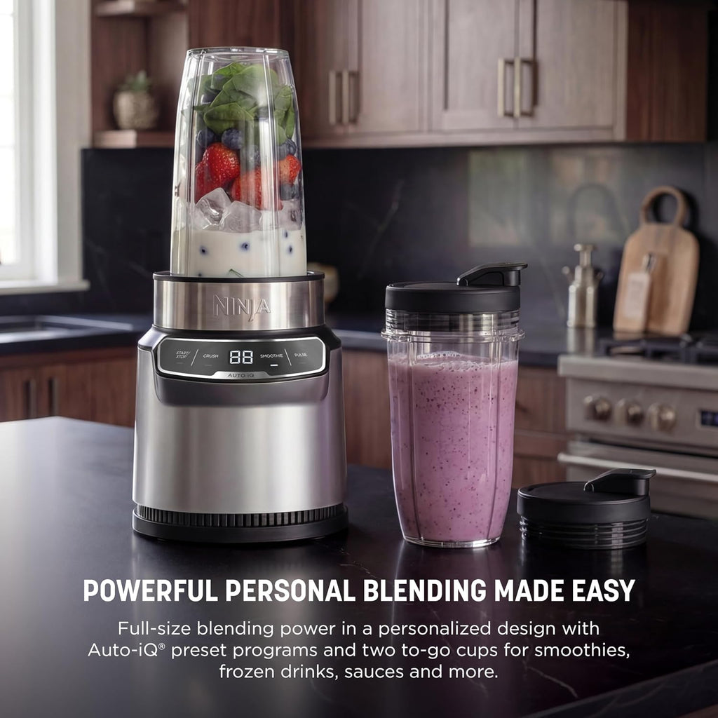 Personal Size Blender, 1100-Peak-Watt, Two 24 oz Cups, Cloud Silver