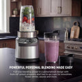Personal Size Blender, 1100-Peak-Watt, Two 24 oz Cups, Cloud Silver