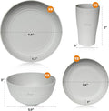 Wheat Straw Dinnerware Set for 8, Gray Round Unbreakable Dishes