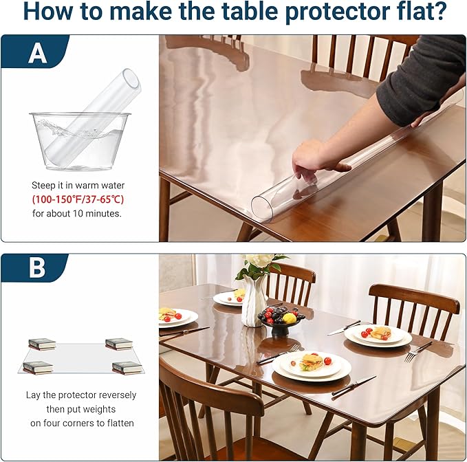 Clear Table Cover Protector Rectangle 16x24 Inch, 1.5mm Transparent Plastic Table Protector Waterproof, Anti-Scratch Clear Desk Mat for Office Desktop Dresser Dining Table, FDA Compliant