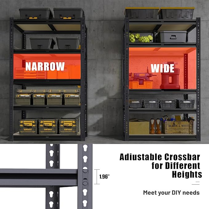 Standing Shelf Units, 2-Pack Metal Rack, 12 x 28 x 60 Inch Floor Mount