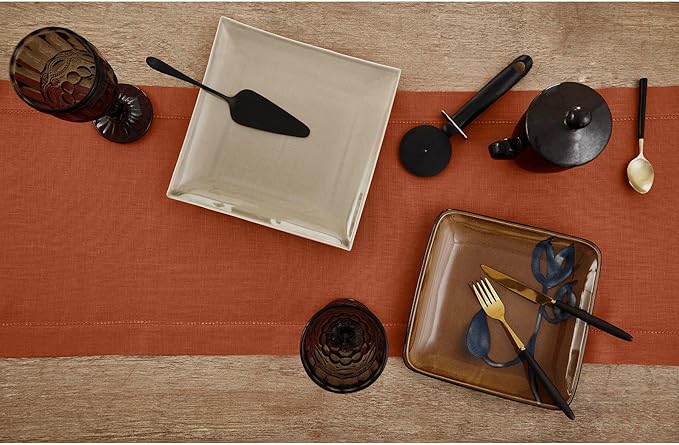 Table Runner, Cinnamon Pure Flax Linen, Hemstitch, 14 x 36 Inch