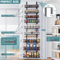 Spice Racks Over-the-Door Organizer with 9 Adjustable Tiers in Black Metal