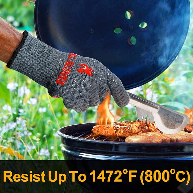 Oven Mitts 1472°F Heat Resistant Grilling Gloves, Gray, 1 Pair