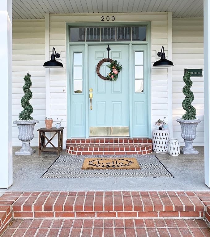 Steel Lighting Co. Gardena Barn Light | Outdoor Wall Mounted | 16" Dome | 16" Gooseneck | Farmhouse Light Made in America | Matte Black Exterior/White Interior