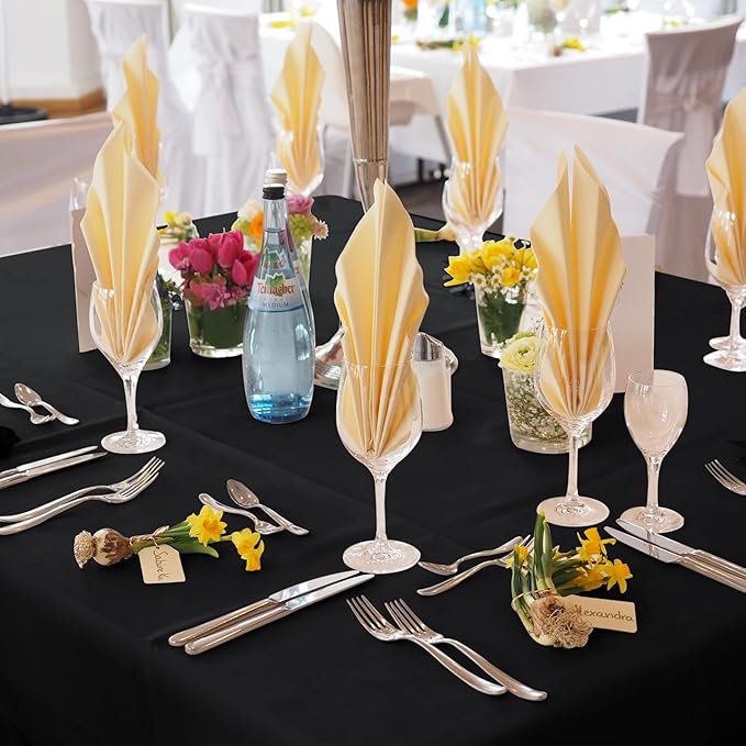 Square Polyester Tablecloths, 70 x 70 Inch, Black