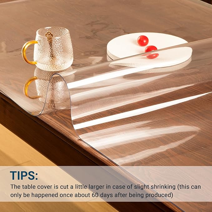 Clear Table Cover Protector 16x24 Inch Rectangle, 1.5mm Transparent Plastic Table Protector Waterproof, Anti-Scratch Clear Desk Mat for Office Desktop Dresser Dining Table, FDA Compliant