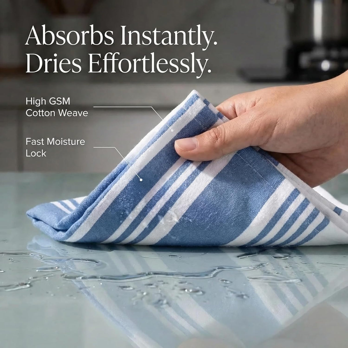 Kitchen Dish Towels, 6 Pack Cotton Striped Set, 20 x 30 Inch