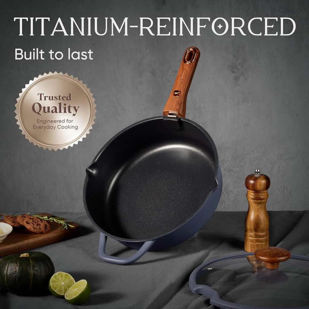30pcs Titanium Cookware Set, Pots and Pans Set Detachable Handle – close-up