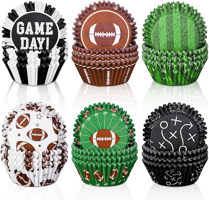 Baking Cups, 600 Pieces Football Paper Cupcake Liners, 6 Designs