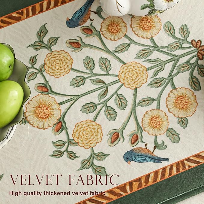 Velvet Table Runner, Botticelli Pattern, 12 x 63 Inches, Dining Decor