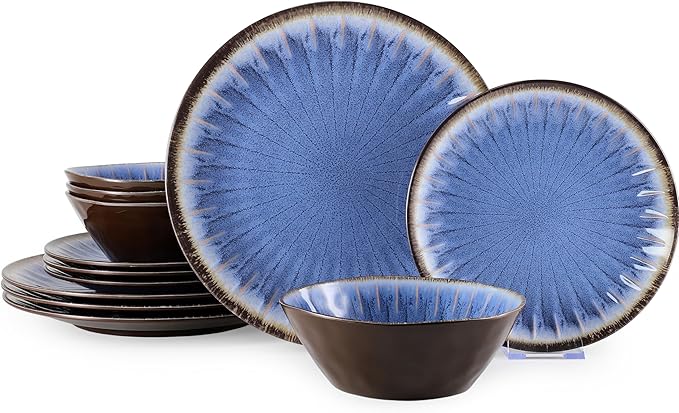 Dinnerware Set 12-Piece Melamine in Classic Blue