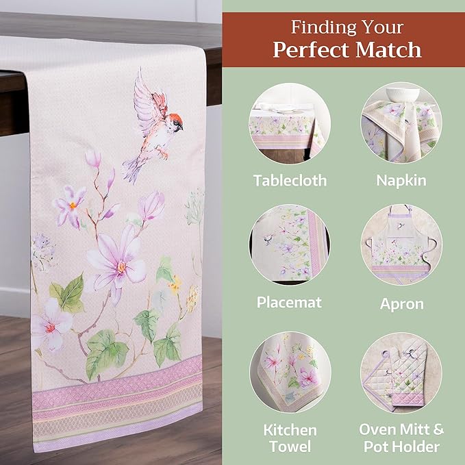 Table Runner in Magnolia Mornings, 100% Cotton, 14.5 x 108 Inches
