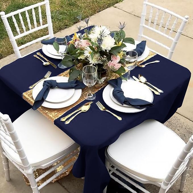Tablecloths in Navy Polyester, 70 x 70 Inch Square, Pack of 6