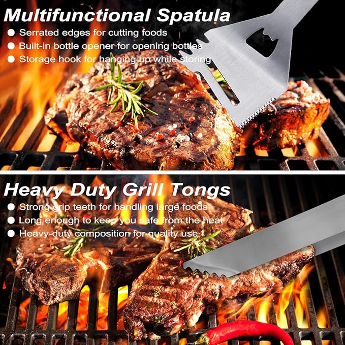 POLIGO 26PCS BBQ Accessories for Outdoor Grill Utensils Set Stainless Steel BBQ - Image 4