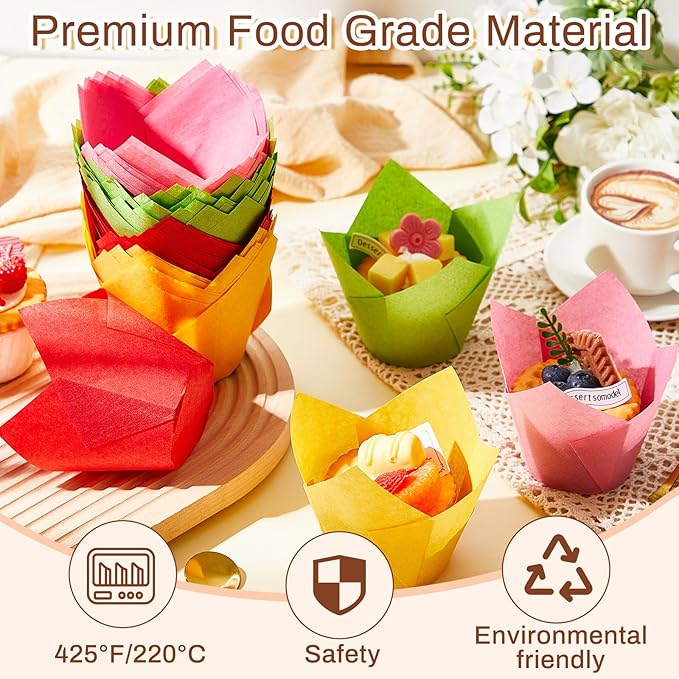 Baking Cups 300 Count Tulip Liners 2-1/4 x 4 Inch Assorted Colors