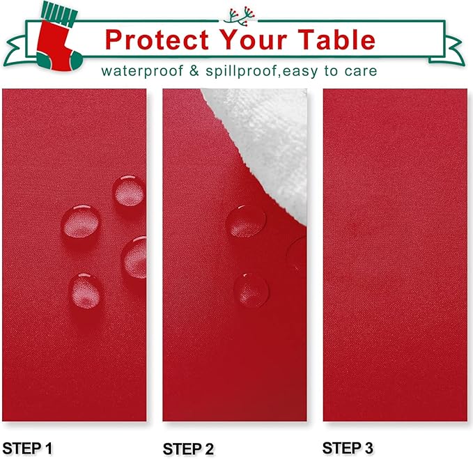Tablecloths, 2 Pack, Red Polyester, 60 x 60 Inch Square, Spill Resistant