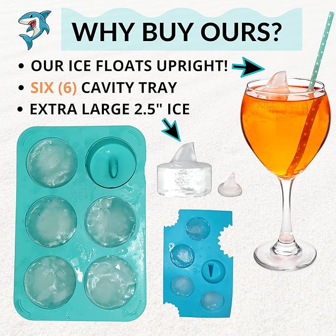 Shark Fun Ice Cube Trays - PACK OF 2 - Shark Mold Fin Ice Molds Fun Shapes