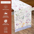 Cotton Table Runner, 14.5 x 72 Inch Summer Floral Double Layer