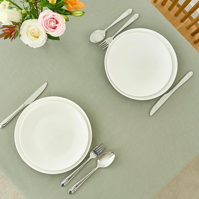 Tablecloth in Sage Green Faux Linen, 60 x 120 Inch Rectangle