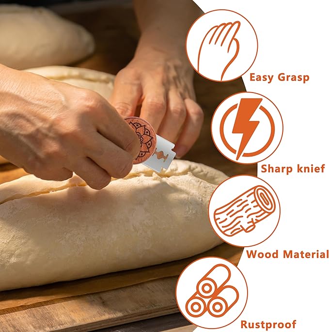 UFO Bread Lame Cutter for Homemade Sourdough,Bread Scorer Tool for Sourdough with 5 Blades and Storage Cover,Slashing Tool Bread Cutting Knife for Artisan Bread and Makers (Lotus-black)