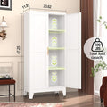 Pantry Cabinet, White Steel, 2 Doors, 3 Adjustable Shelves