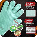 Silicone Protective Mitts, 12 x 9 in Mint Pair, Heat Resistant to 500°F