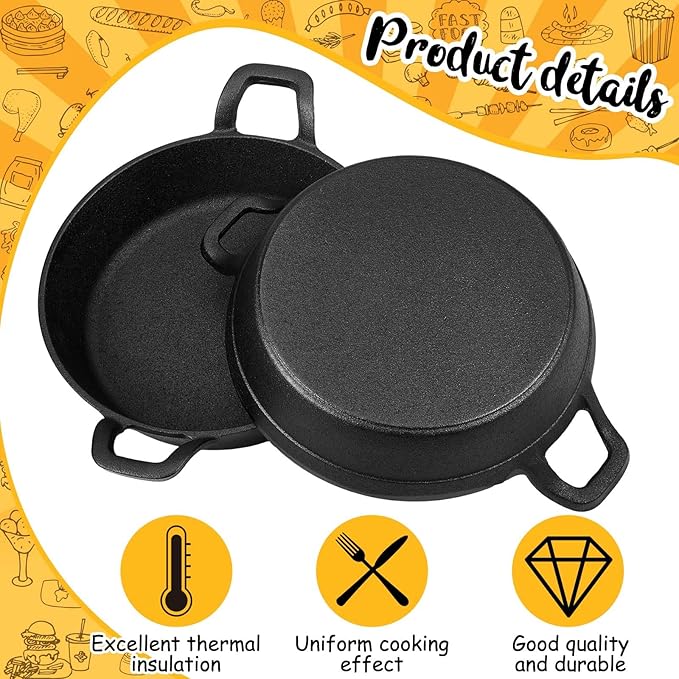Cast Iron Skillet 4-Pack, 7 Inch Black Mini Pans with Double Loop Handles
