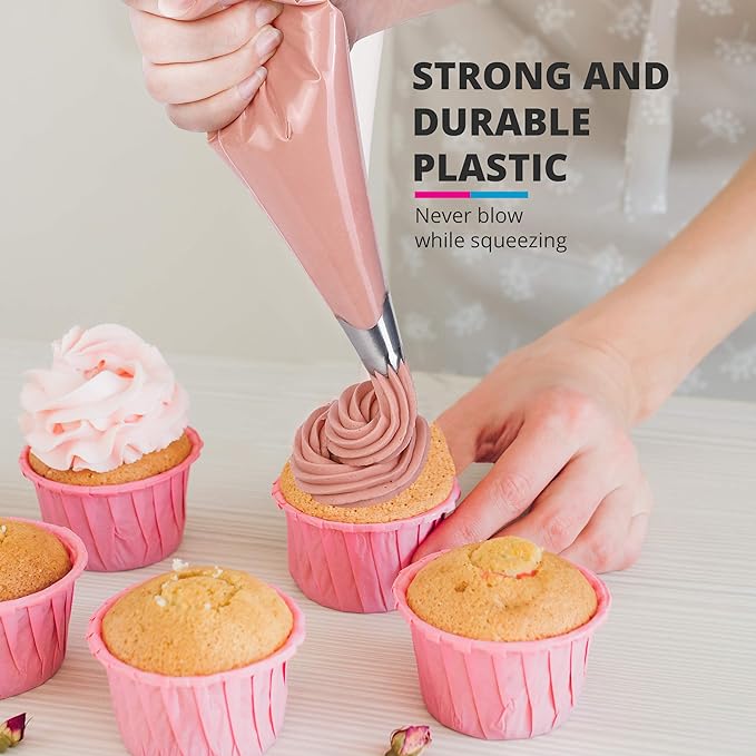 Riccle Disposable Piping Bags 12 Inch - 100 Anti Burst Pastry Bags - Icing Piping Bags for Frosting - Ideal for Cakes and Cookies Decoration