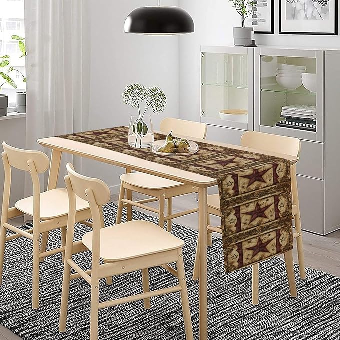 Brown Geometric Table Runner for Dining Tables, 13 x 60 Inch