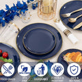 Plastic Plates for 50 Guests in Navy Blue with Gold Trim