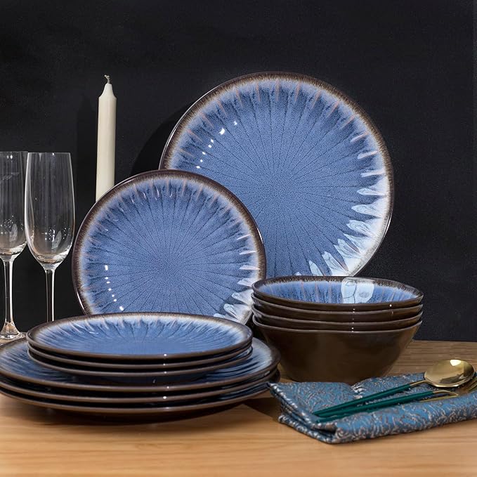 Dinnerware Set 12-Piece Melamine in Classic Blue