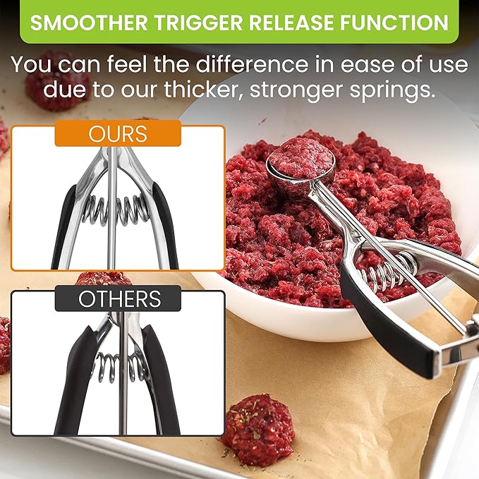 Ice Cream Scoop, 1 Tbsp Stainless Steel Mini Cookie Scoop in Black, Size #60