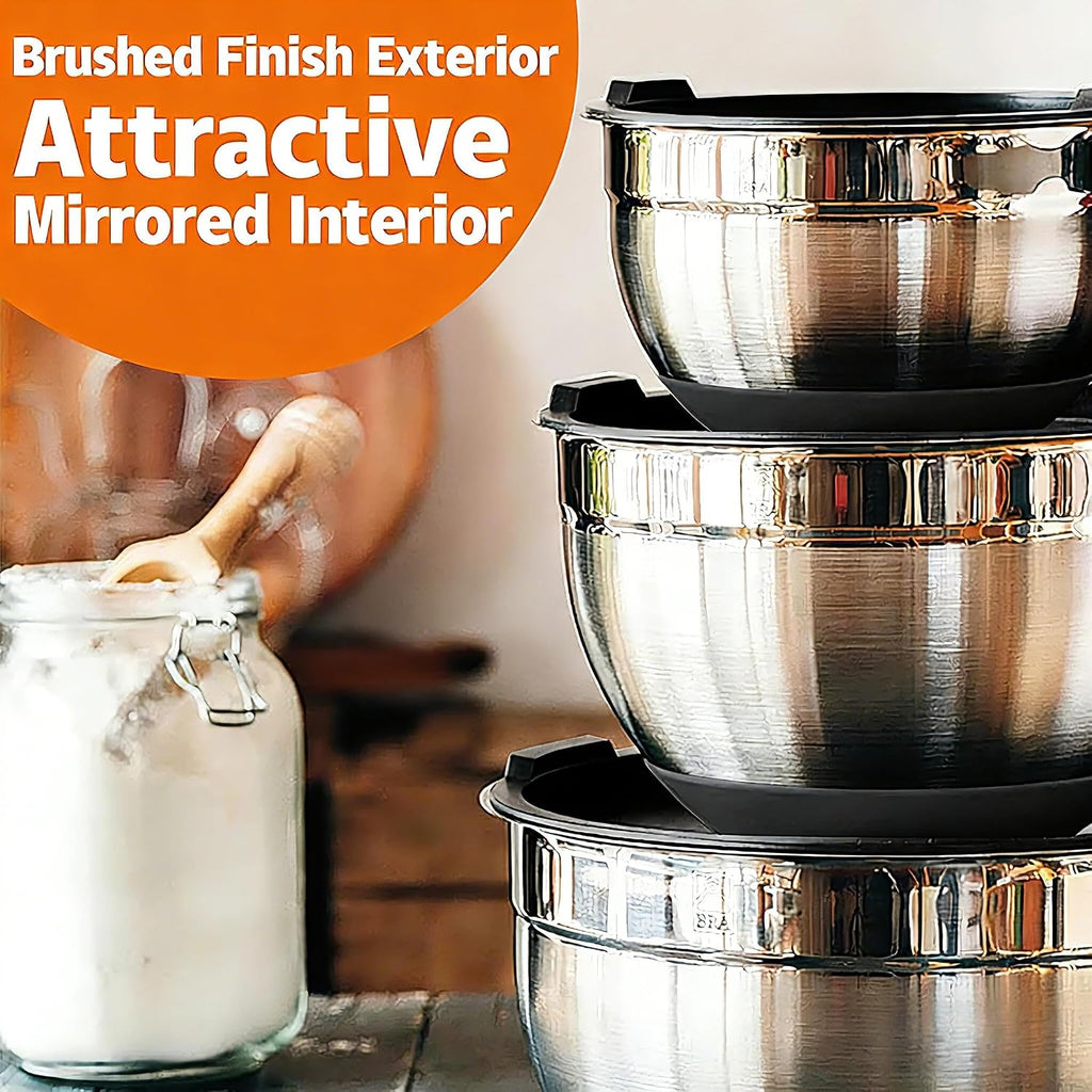 Thickened Heavy-Duty 26pcs Stainless Steel Bowl, Mixing Bowl Set with Lid – features