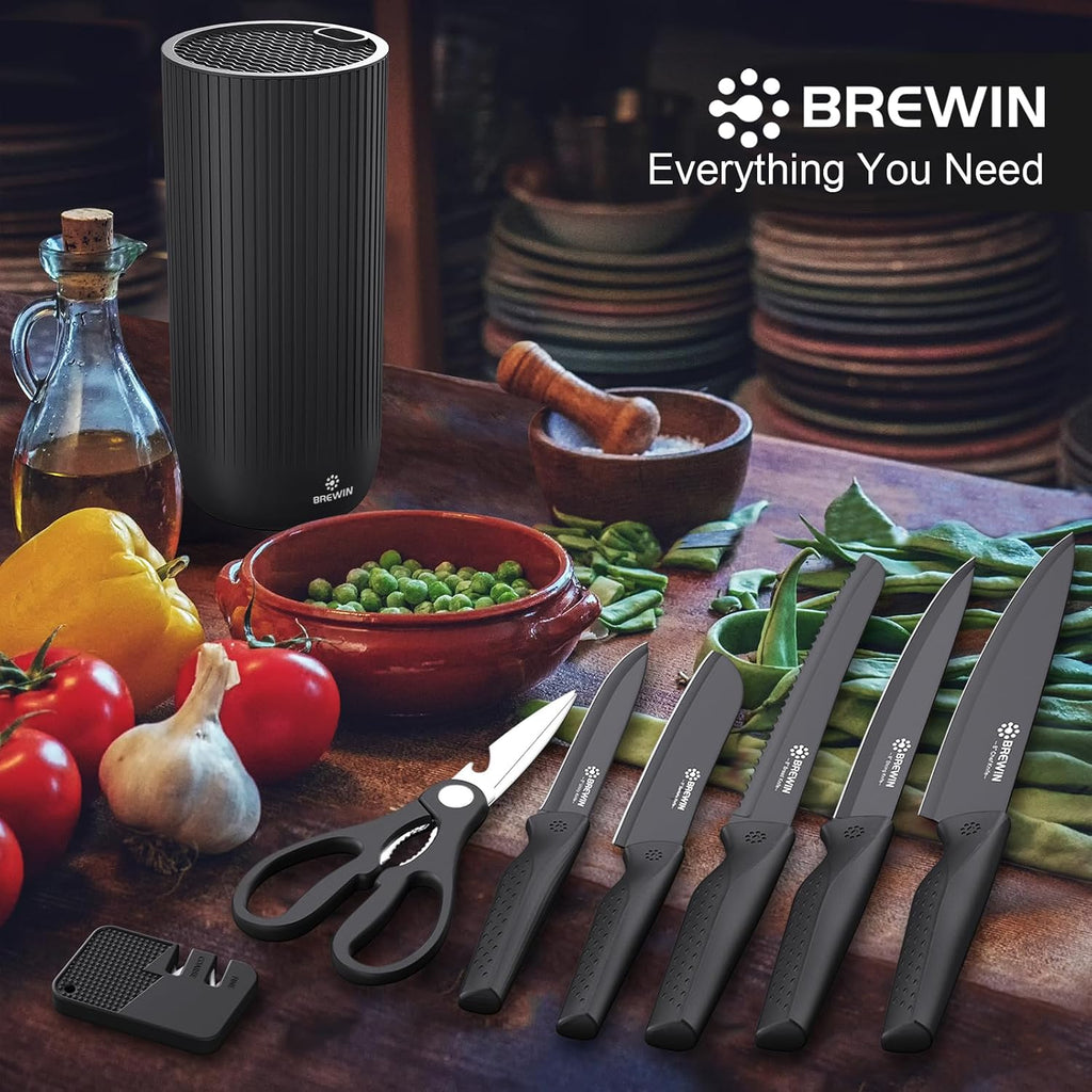 Utility Knives Set: 8-Piece German Stainless Steel with Universal Block